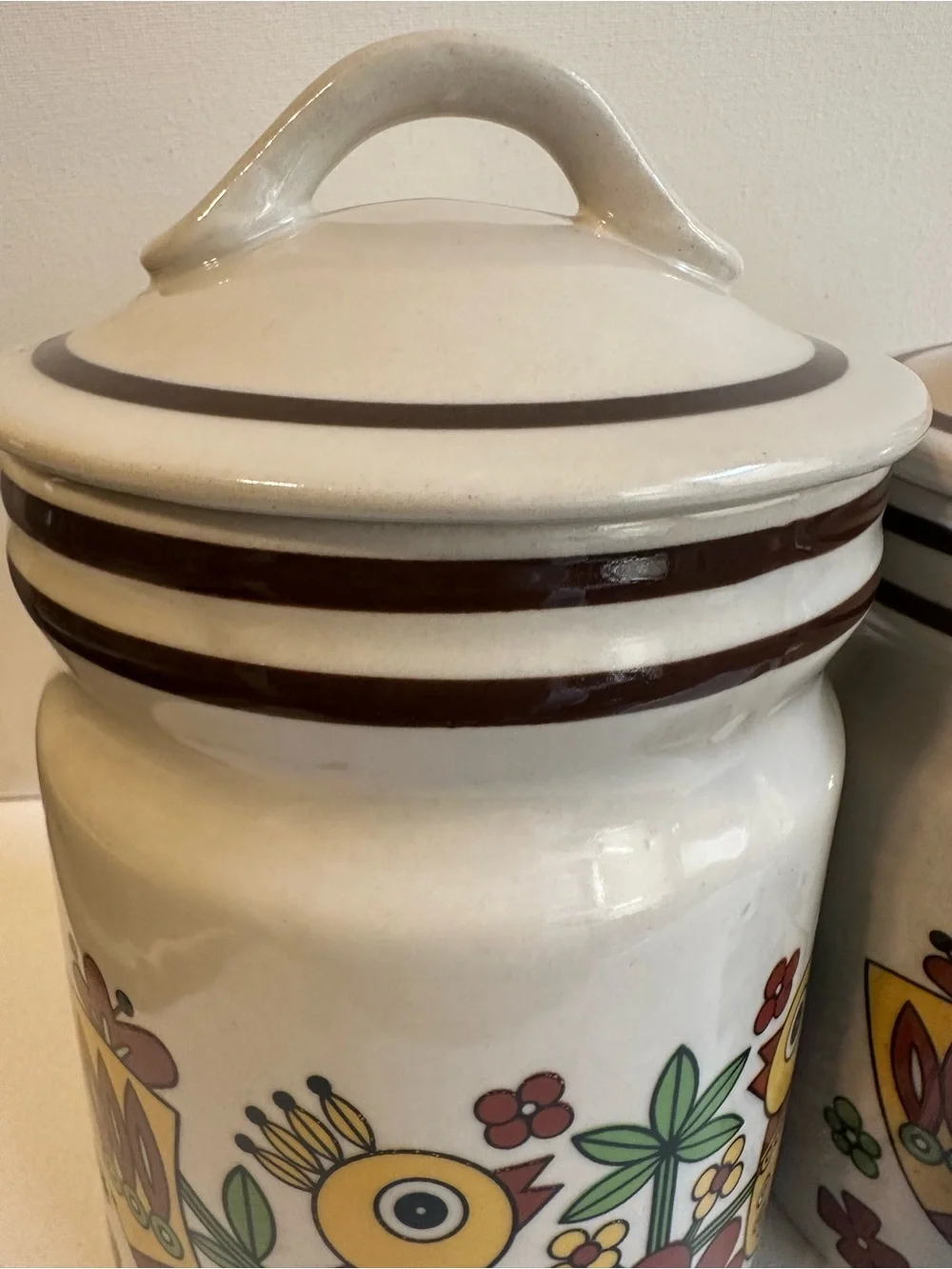 Set of 2 Vintage Retro Ceramic Bird Canister Set